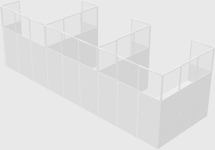 Shared l-shaped cubicle