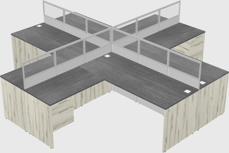 Shared l-shaped cubicles