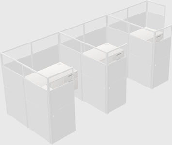 Shared l-shaped cubicle