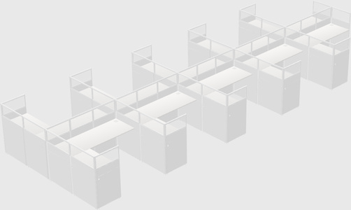 Shared l-shaped cubicle