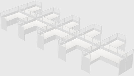 Shared l-shaped cubicle