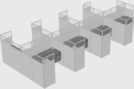 Shared l-shaped cubicle