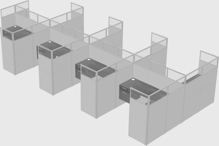 Shared l-shaped cubicle