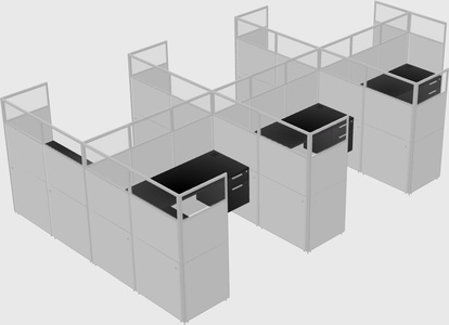 Shared l-shaped cubicle
