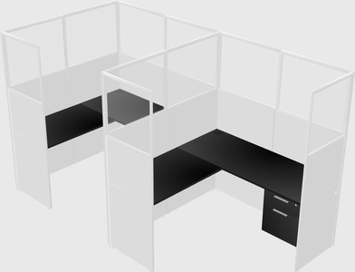 Shared l-shaped cubicle