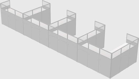 Shared l-shaped cubicle