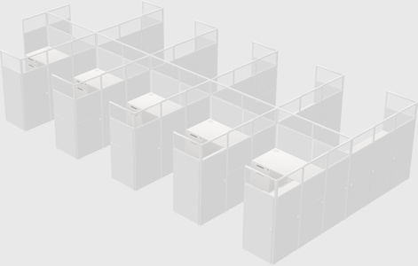 Shared l-shaped cubicle