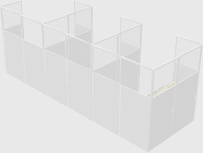 Shared l-shaped cubicle