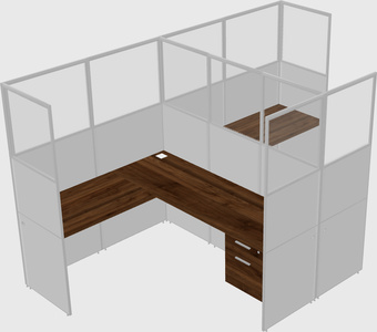 Shared l-shaped cubicle
