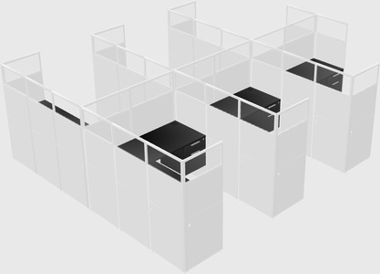 Shared l-shaped cubicle