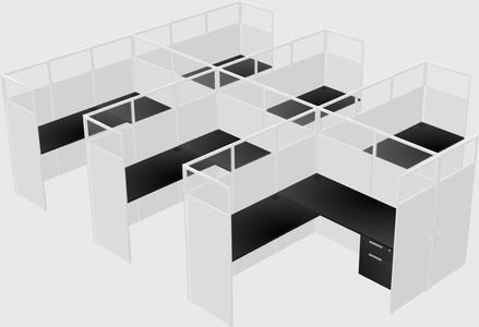 Shared l-shaped cubicle