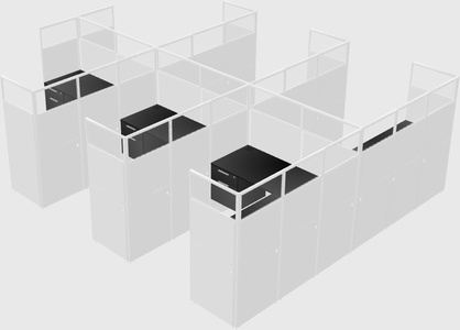 Shared l-shaped cubicle