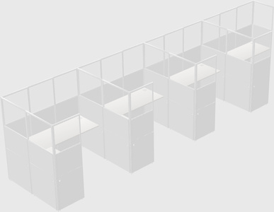 Shared l-shaped cubicle