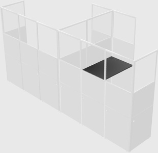 Shared l-shaped cubicle