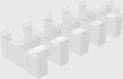 Shared l-shaped cubicle