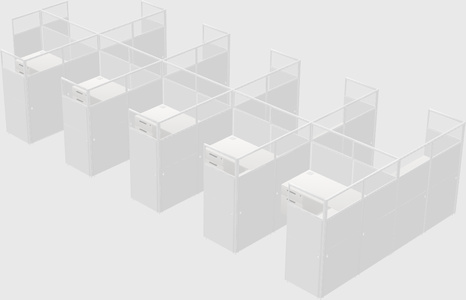 Shared l-shaped cubicle