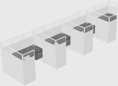 Shared l-shaped cubicle