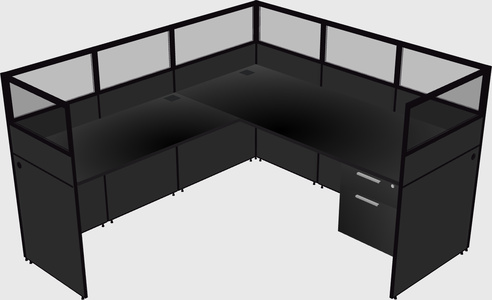Shared l-shaped cubicle