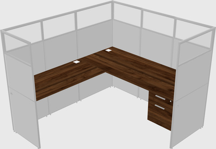 Shared l-shaped cubicle