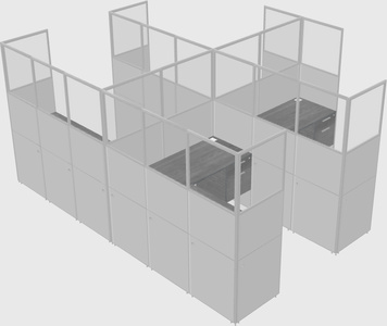 Shared l-shaped cubicle