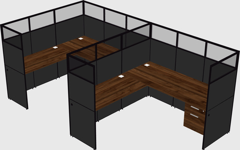 Shared l-shaped cubicle