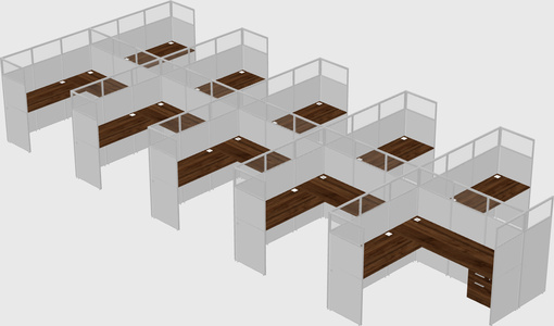 Shared l-shaped cubicle