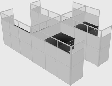 Shared l-shaped cubicle