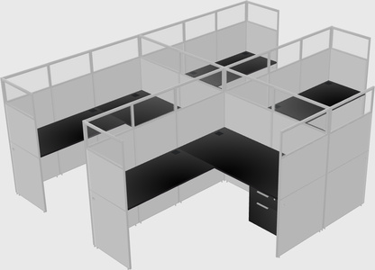 Shared l-shaped cubicle