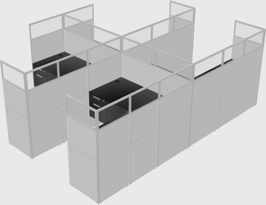 Shared l-shaped cubicle