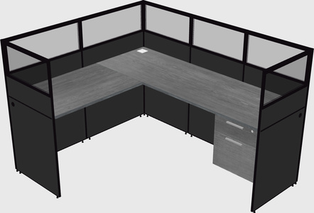 Shared l-shaped cubicle