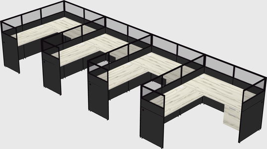 Shared l-shaped cubicle