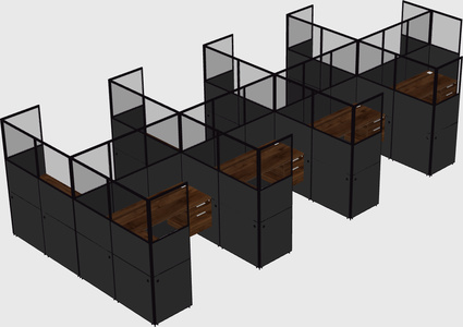 Shared l-shaped cubicle