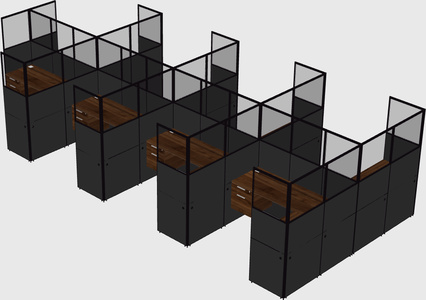 Shared l-shaped cubicle