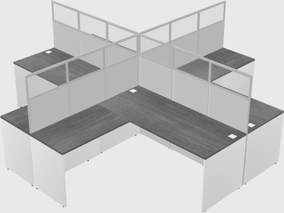 Shared l-shaped cubicles