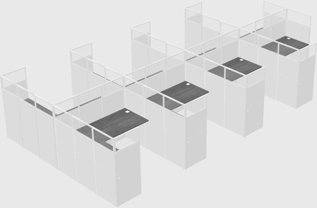 Shared l-shaped cubicle