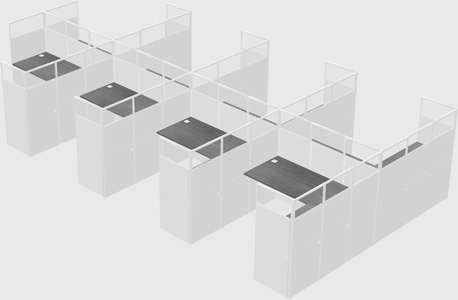 Shared l-shaped cubicle