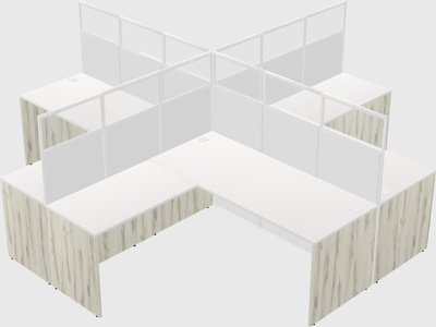 Shared l-shaped cubicles