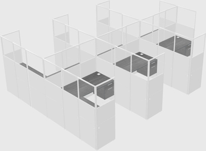 Shared l-shaped cubicle