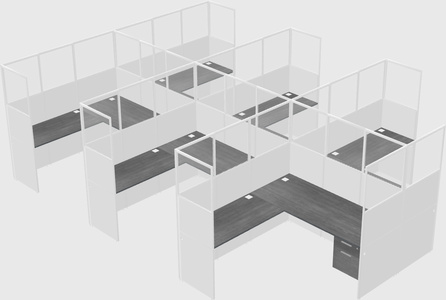 Shared l-shaped cubicle