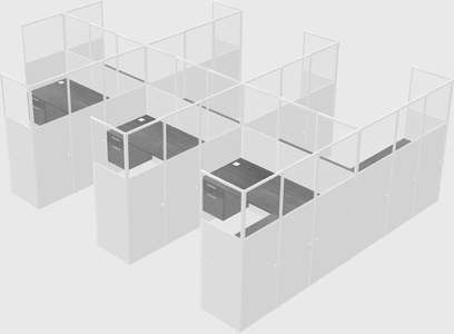 Shared l-shaped cubicle