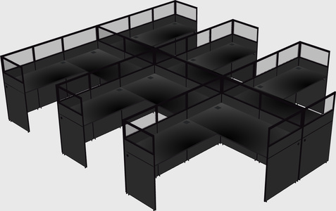Shared l-shaped cubicle