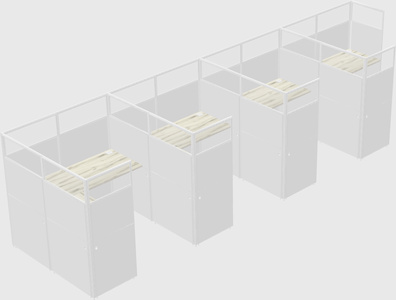 Shared l-shaped cubicle