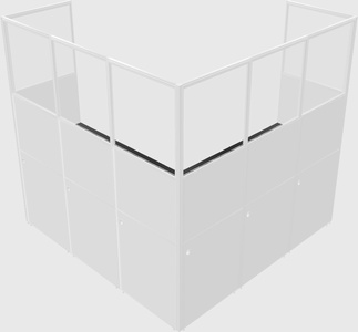 Shared l-shaped cubicle