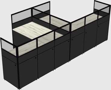 Shared l-shaped cubicle