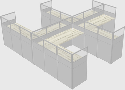 Shared l-shaped cubicle