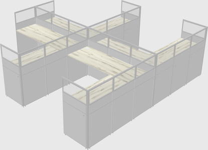 Shared l-shaped cubicle