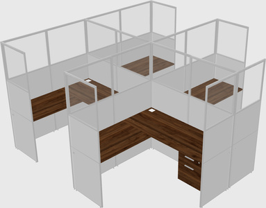 Shared l-shaped cubicle