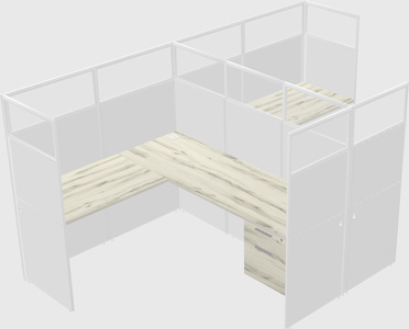 Shared l-shaped cubicle