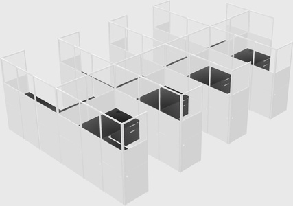 Shared l-shaped cubicle