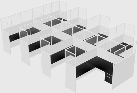 Shared l-shaped cubicle
